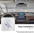 Big Eyes Foldable Windshield Snow Cover, Reflective Accordion Car Windshield Snow Cover, Sun Visor for Car Windshield, Ultimate Heat & UV Protection, Suitable for Most Cars, 54" L x 27.6" W