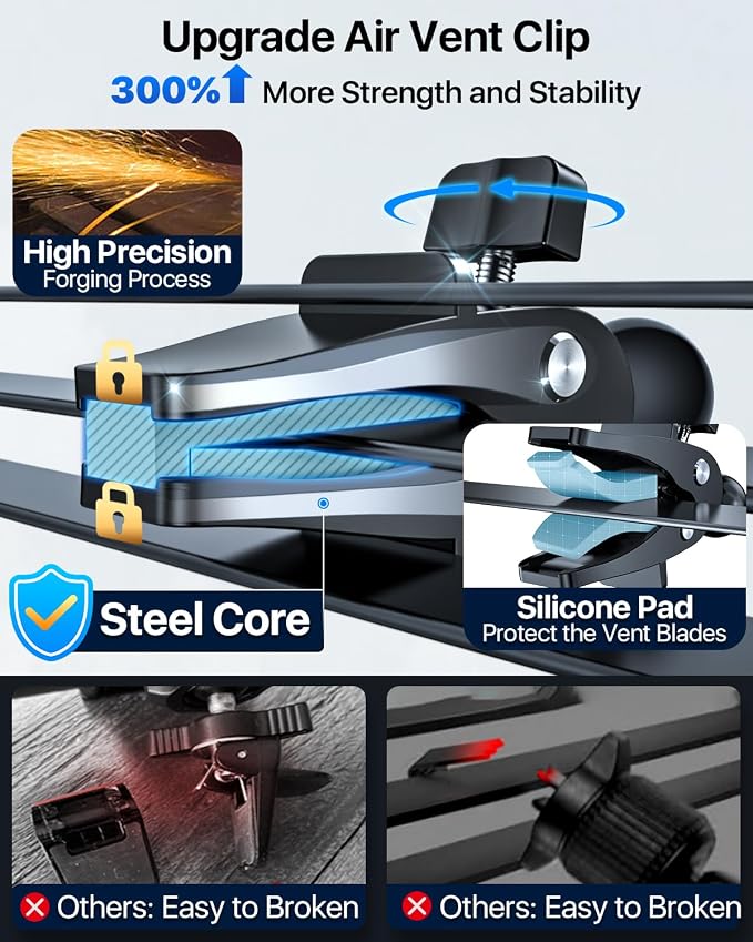 【Upgraded Strongest Suction & Pro Military-Grade】Ultimate Car Phone Mount【360°Rotatable Suction】Cell Phone Holders Truck Stand for Dashboard Windshield Vent for iPhone 17 Pro Max 16 Samsung,Dark Blue