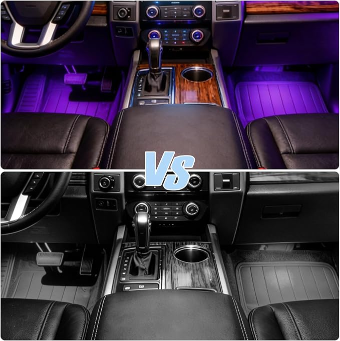 led car Lights Interior,Ambient Lighting car Interior,footwell Lighting for car,APP Control 16 Million Colors Music Sync,DIY Mode Multicolor LED Interior Lights for Cars,Trucks,SUVs,12V Power