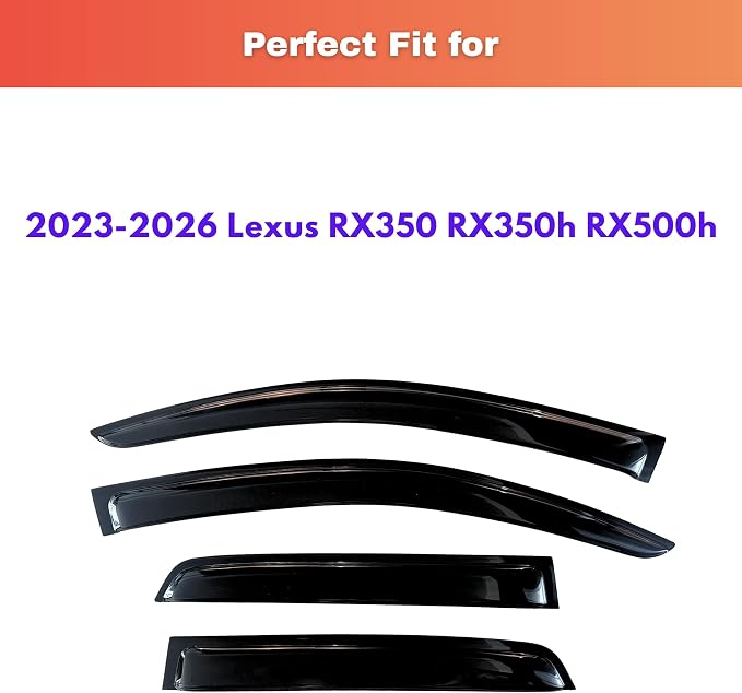 KPY Rain Guards Fit for 2023-2026 Lexus RX350 RX350h RX500h, Out-Channel Window Visors Vent Wind Deflectors 4PC, Car Accessories for 23-26 Lexus RX Series