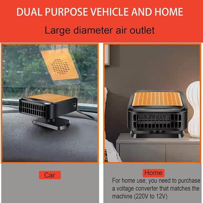Car Heaters for Vehicle,12V Heater for Car 200W Fast Heating Defroster Defogger,Portable Car Heater That Plugs into Cigarette Lighter 360° Rotatable Car Defroster Windshield Heater (Orange)