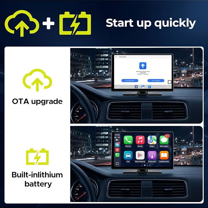 LAMTTO 9" Apple CarPlay Screen with Backup Camera & Streaming Apps | Portable 9-inch display for safer parking, preloaded Netflix YouTube & Bluetooth audio for on-the-go entertainment