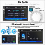 Double Din A-pple CarPlay Car Stereo with Carplay Android Auto,Bluetooth,7" HD Touchscreen 2 Din Car Radio Car Multimedia MP5 Player AUX/USB/TF Card Input Mirror Link,FM,SWC+12 LEDs-Backup Cam Mic USB