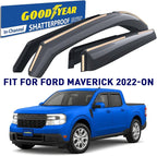 Goodyear Shatterproof in-Channel Window Deflectors for Ford Maverick 2022-2026, Rain Guards, Window Visors for Cars, Vent Deflector, Car Accessories, 4 pcs - GY007982