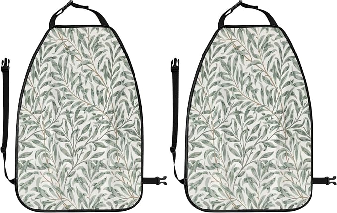 William Morris Willow Bough Sage Car Seat Back Kick Protectors Kick Mats With Storage Pockets For Vehicles To Protect From Dirt Mud Scratches 2 Pack