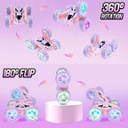 Remote Control Car, Double Sided 360°Rotating 4WD RC Cars, with Sparkling LED Wheels, 2.4GHz Electric Race Stunt Toy Car, Rechargeable Toy Cars for Boys Girls Birthday Valentines Gift