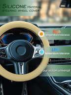 Car Steering Wheel Cover, Non-Slip Silicone Material, Multiple Color Choices, Universal Auto Parts Steering Wheel Cover, Suitable for Most Cars (Champagne)