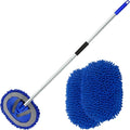 62" Microfiber Car Wash Brush with Long Handle Car Washing Mop Kit Mitt Sponge Car Cleaning Supplies Kit Duster RV Washing Car Brush Accessories, 1 Chenille Scratch-Free Replacement Head