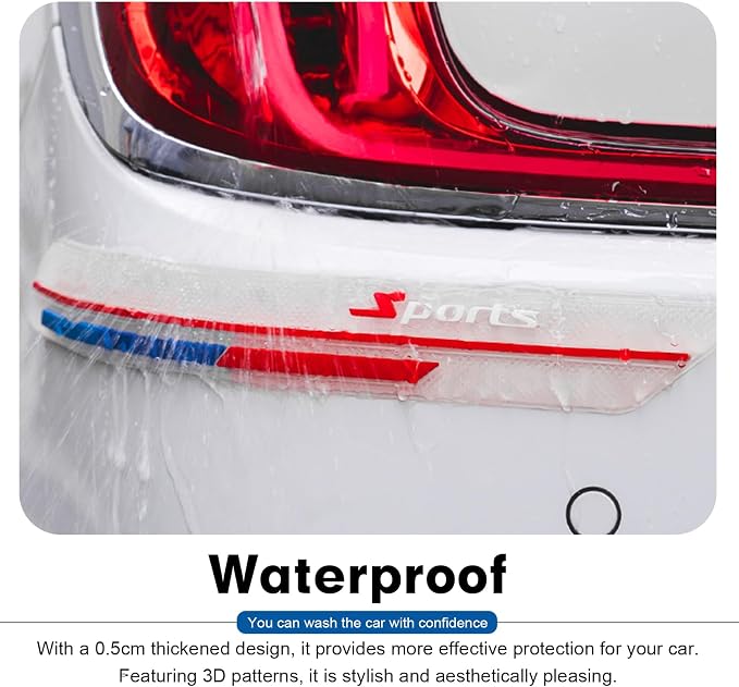 2 PCS Car Side Body Anti-Collision Strips, Sport Style Front Rear Bumper Protector Stickers, Self-Adhesive Car Door Edge Anti-Scratch Protector, Universal for Most Cars (Transparent)