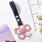 Cherry Blossoms Car Handle Strap Drift Charm Car Accessories Bling Handle Ring for Women Rear Bumper Warning Ring Decor for Auto Bus Interior Exterior Decoration (Pink, Sakura Style)