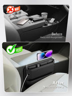 2 Pack Car Seat Gap Filler Organizer with Sun Visor Organizer, PU Leather Seat Gap Filler for Phone, Keys, Cards & Sunglasses, Front Seat Storage Side Pocket for Cars SUVs Trucks