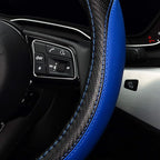 Microfiber Leather Auto Car Steering Wheel Cover, Universal Fit 15 Inch Anti-Slip Wheel Protector, Blue