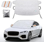 Windshield Cover for Ice and Snow - Universal Windshield Cover Fit for Car, SUV, Truck, 600D Oxford Fabric Winter Frost Protector for Ice & Sleet, Includes 2 Side Mirror Covers, XL White