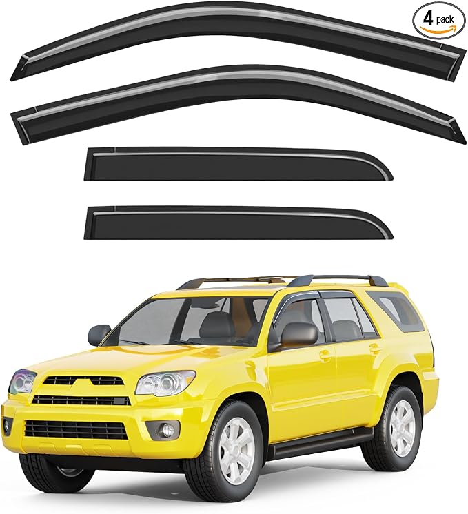 Low Profile Window Rain Guards Fit for 2003-2009 Toyota 4Runner Rain Guard Window Deflectors Extra-Thick Side Window Visors Vent Shades Tape-on Vent Visors Car Accessories
