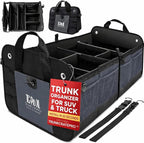 XL Heavy-Duty Trunk Organizer – Reinforced SUV & Truck Cargo Storage with 6 Adjustable Compartments, Non-Slip Base & Securing Straps (Foldable Design, Grey)