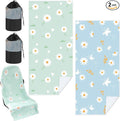 Car Seat Towel Covers with Storage Bag, 63 x 32 Inch Universal Non Slip Waterproof Sweat Protector for Car Truck, Gym Swimming Running, Machine Washable(2 Pack,Daisy)