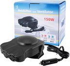 Portable Car Heater - Car Defroster for Vehicle, 150W Automotive Heater Fan with 180° Swivel Bracket, 3 Outlets for Wide Heat Distribution, for All 12V Vehicles (Black)