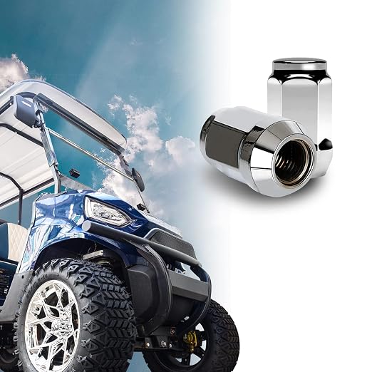 Golf Cart Wheel Lug Nuts Chrome Standard 1/2"-20 for EZGO & Club Car (16 Pack)
