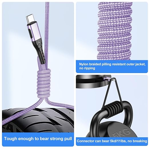 USB C Charger Cable, 2Pack 6ft USB Charger Fast Charging Type C Cord Cable, Type C Charger Cable Compatible with iPhone 15 Pro/Plus/Max/Android/Phone/Pad-Light Purple