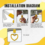 2PCS Heart Shaped Car Handle Straps, Rear Bumper Warning Keychain Ring for Car Exterior Accessories (Yellow-Silver)