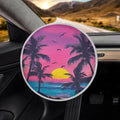 Car Steering Wheel Cover Sun Shade Aluminum Foil Auto Interior Protector Block UV Rays Cool in Summer, Vehicle Accessories Universal for Women Men, Palm Tree