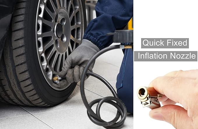 Tire Air Chuck with Clip Adapter, Brass Locking Tire Inflator Nozzle Adapter Connect, No Leakage Tire Chucks for Vehicle Inflator Compressor Pump Connect Accessories Tool 8mm 1Pack
