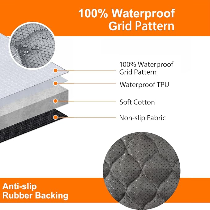 Dog Car Seat Cover with Mesh Window, 100% Waterproof Pet Seat Cover for Back Seat, Scratchproof Dog Hammock for Cars, Trucks, SUVs, Jeeps (Gray)