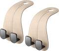 2 Pack Car Headrest Hooks for Purses and Bags Cute Leather Car Seat Back Head Rest Double Hooks for Bags Cute Pink Beige Car Accessories Headrest Back Seat Handbags Hook (Beige 2 Pack)