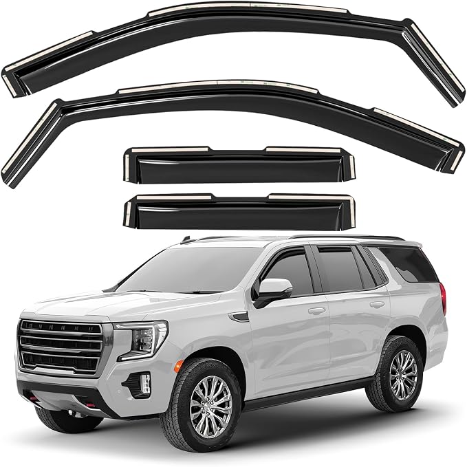 GrandWheel Window Deflectors Smoke Tinted in-Channel Side Window Vent Visor Deflectors Rain Guards Compatible with Yukon 2021-2026 - 4pcs. GW0274