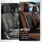 Coverado Universal Car Seat Covers Full Set, Premium Breathable Waterproof Faux Leather Front & Rear Seat Protectors, Luxury Automotive Interior for Sedans SUVs Trucks – CoffeeBlack