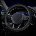 Soft Leather Steering Wheel Cover with Breathable Design and Anti-Slip Grip, Fully Compatible with Tesla, Toyota, Honda, Nissan 14.5-15.2 inch Round Steering Wheel（Sedans and SUVs）