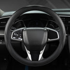 Microfiber Leather Car Steering Wheel Cover for Honda Accord Civic CR-V HR-V Pilot Fit Passport Odyssey,Sport Style,14.5-15 inch (Black-Standrad Size)