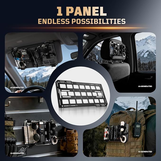 Rigid Car Sun Visor Organizer, Fiberglass MOLLE Visor Panel (2 Pack) – Tactical Overhead EDC Storage for Truck, SUV, Jeep & Emergency Gear