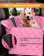 Dog Car Seat Cover, 600D Heavy Durable Dogs Seat Cover for Back Seat, 100% Waterproof Scratch Proof Nonslip Dog Hammock for Car with Side Flap, Pet Seat Covers with SeatBelt for Cars Sedan SUV Trucks