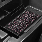 Leather Car Registration and Insurance Card Holder, Cute Car Accessories Vehicle Glove Box Car Organizer for Documents, Cards, License Glitter Pink Leopard