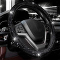 Steering Wheel Cover for Women Men Bling Bling Crystal Diamond Sparkling Car SUV Wheel Protector Universal Fit 15 Inch (Black with Black Diamond, Standard Size(14" 1/2-15" 1/4))