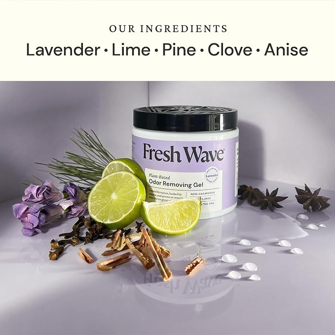 Lavender Odor Removing Gel, 15 oz., Pack of 2 - Safer Odor Absorbers for Home, Natural Plant-Based Odor Eliminator, Every 15 oz. lasts 30-60 Days, For Cooking, Trash & Pets
