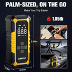 A6 Gear 160 PSI Tire Inflator Portable Air Compressor, 7500mAh Cordless Tire Inflator with Digital Pressure Gauge ＆LED Light, 3X Faster Air Pump for Car Tires, Motorcycles, Bike, Balls