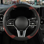 Black Burgundy Breathable Microfiber Leather Steering Wheel Cover | Breathable Anti Slip Grip Cool Sporty Look Glow for Women Men