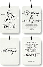 Minimalist Christian Car Air Freshener 4 Pcs Coconut Scented, Religious Bible Verse Car Accessories Mirror Decor for Women, Christian Hanging Air Freshener for Cars Closet Drawer Books