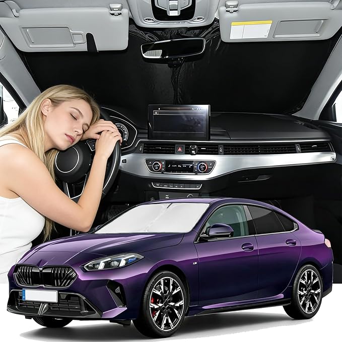 Windshield Sunshade for BMW 2-Series 2022-2026 Sun Windshield Shade Upgrade 4 Layers Blocks UV Rays Custom Fit 2-Series Car Window Shades Front Windshield Keep Cool Foldable Car Accessories