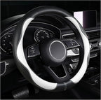 Steering Wheel Cover, Non-Slip Breathable Comfort PU Imitation Leather Cute Car Accessories for Women Girl, Universal Protector in All Season 15 inch Fit Most Car(White)