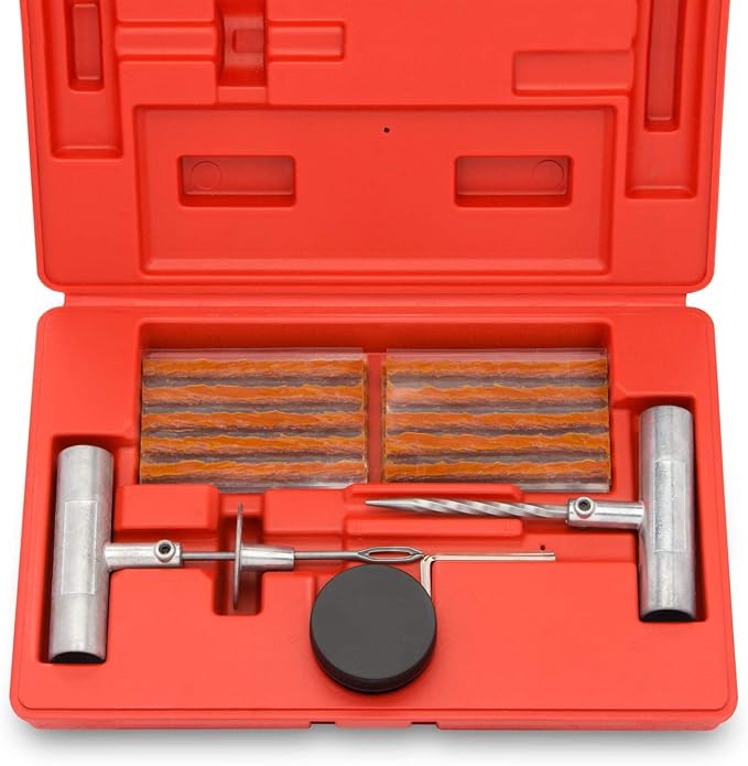 50002L -35 Piece Tire Repair Universal Heavy Duty Tire Repair Kit with Plugs, Fix A Flat Tire Repair Kit, Ideal for Tires on Cars, Trucks, Motorcycles, ATV Roadside Emergency, Tire Plug Kit