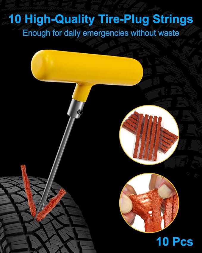 Tire Repair Kit with Plugs, Tire Plug Kit Heavy Duty Professional for Car, ATV, Motorcycle, Truck, Flat Tire Emergency Repair(Zipper Bag Type-33 PCs)