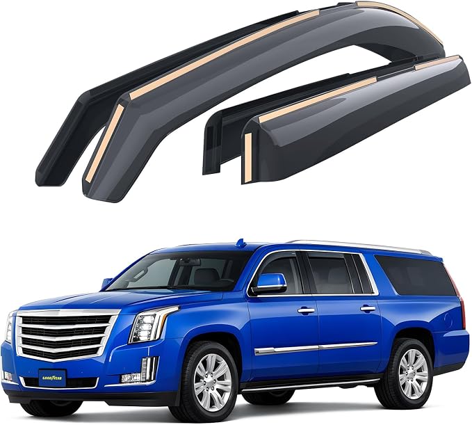 Goodyear Shatterproof in-Channel Window Deflectors for Cadillac Escalade ESV 2015-2020, Rain Guards, Window Visors for Cars, Vent Deflector, Car Accessories, 4 pcs - GY007993