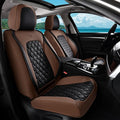 Coverado Universal Car Seat Covers Full Set, Premium Breathable Waterproof Faux Leather Front & Rear Seat Protectors, Luxury Automotive Interior for Sedans SUVs Trucks – CoffeeBlack