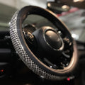 Large Size Bling Comfy Steering Wheel Cover with Jumbo Crystal Rhinestones, Anti-Slip Diamond Leather, 15.5-15.75 Inch (Black)