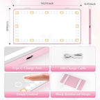 2PCS Car Sun Visor Vanity Mirror - Rechargeable Makeup Mirror with 60 LEDs, 3 Light Modes & Dimmable Touch Control for Cars, Trucks, SUVs, Car Interior Accessories for Women (Pink)