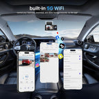 3 Channel Dash Cam: 4K+1080P+1080P-Dash Cam Front and Rear Inside with Free 64GB Card & 5GHz WiFi - Dash Camera for Cars with IR Night Vision APP Control Parking Mode G-Sensor Loop Recording(X7)