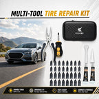 Tire Repair Screws Kit, Screw in Tire Plugs for Emergency Puncture Repair, Rubber Nail Screw in Tire Plug Kit with Pliers, Screwdriver & Rubber Cement for Tubeless Tires